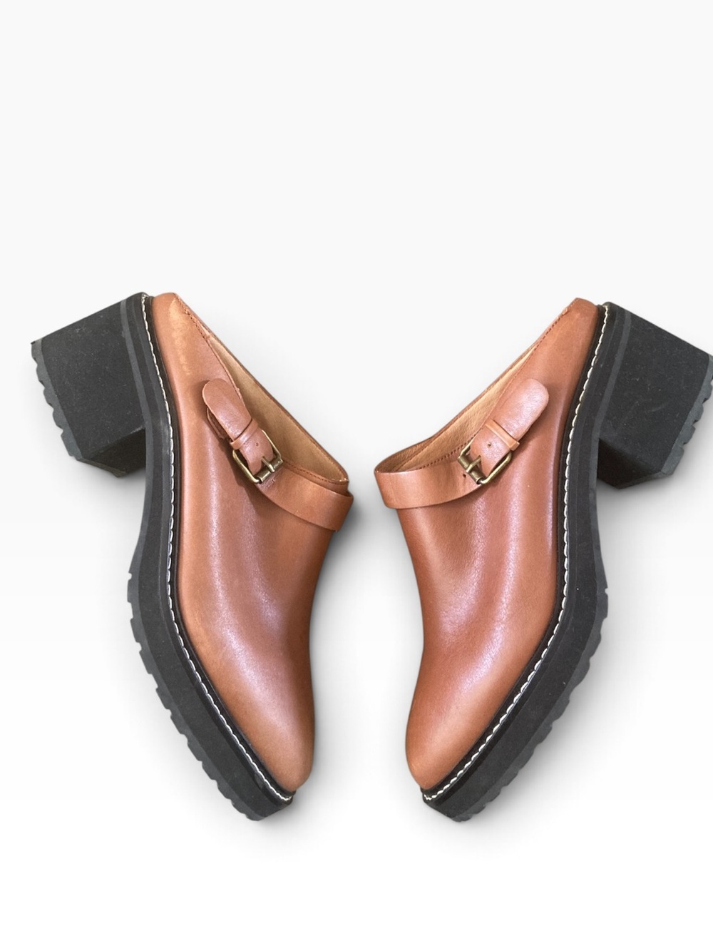 Madewell the Willa convertible-strap mule in leather NWOT English Saddle - Picture 4 of 8